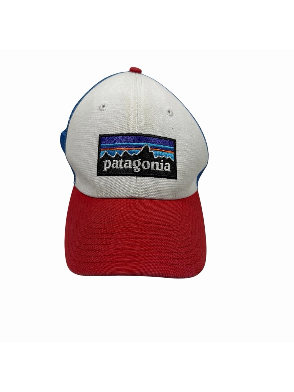 Patagonia P-6 Logo Trucker Hat Cap Snapback Red White Blue Adjustable